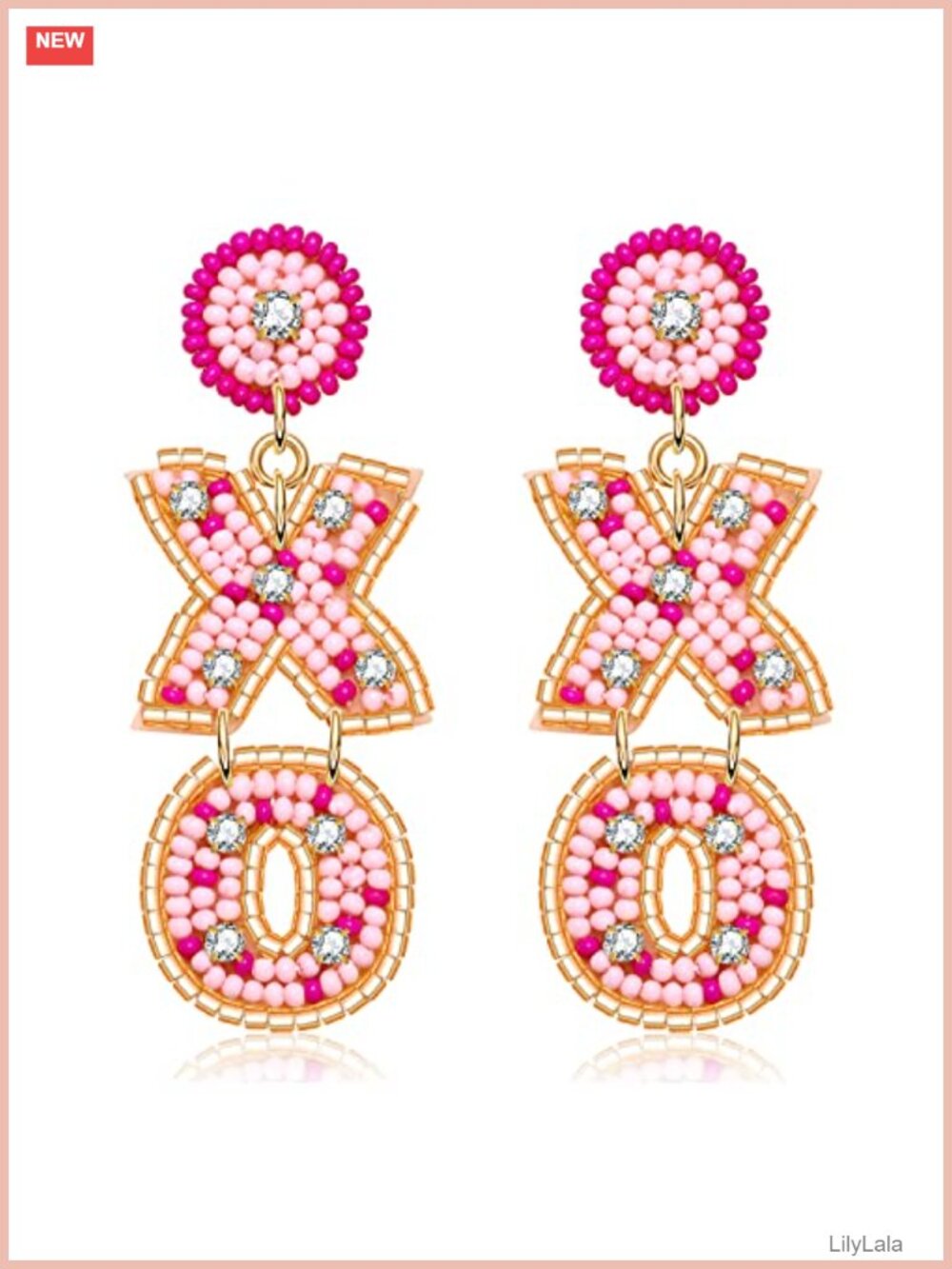Beaded Heart Drop Earrings
